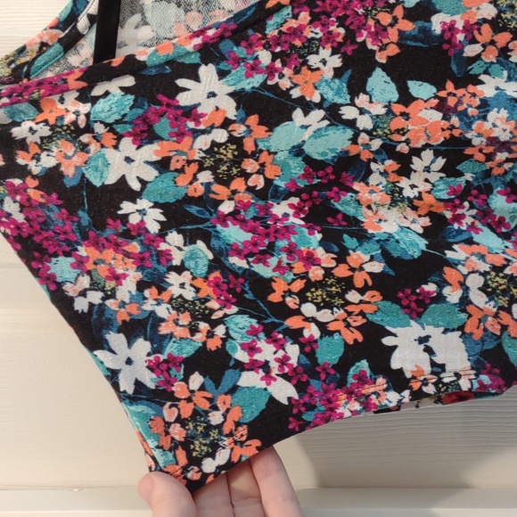 Maurices Floral Short Sleeve Tee - Black, Pink, Teal - Picture 3 of 5